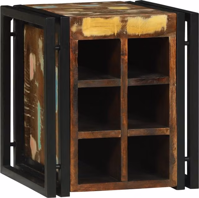 Berkfield Home Rustic Reclaimed Solid Wood Wine Rack in Brown, W/D/H: 34.5 x 35 x 39 cm – 1