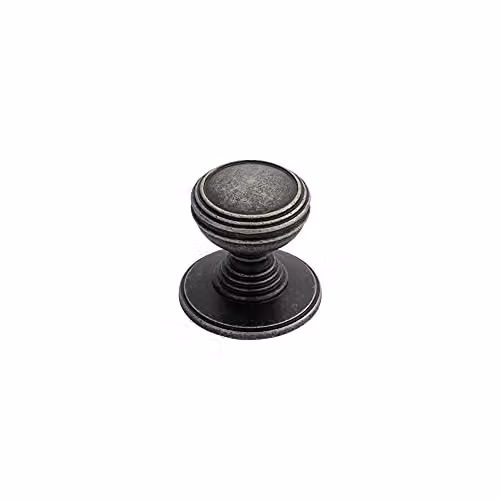 Loops 2 Pack Ringed Tiered Cupboard Door Knob in Matt Pewter, Diameter: 3 cm – 2