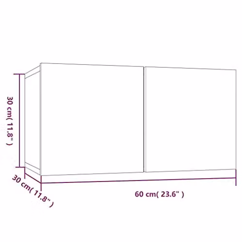 vidaXL Wall-Mounted Hanging TV Cabinet in Brown, W/D/H: 60 x 30 x 30 cm – 3