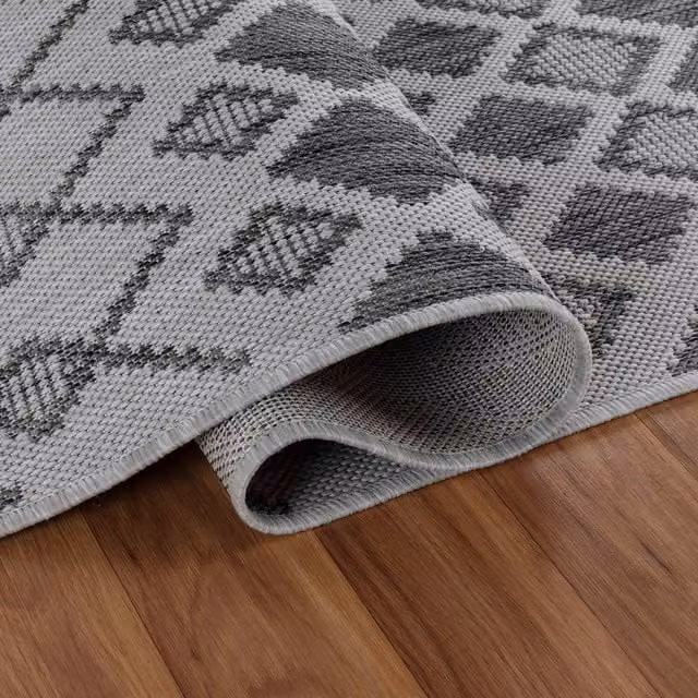 Desire Rugs Modern Ikat Design Waterproof Indoor-Outdoor Kilim Rug, Grey, W: 120 cm, L: 170 cm