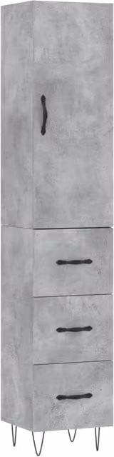 Berkfield Home Modern Highboard in Concrete Grey, W/D/H: 34 x 34.5 x 180 cm – 1