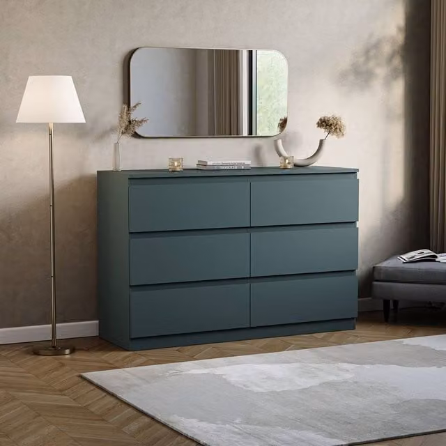 HD Designs Denver 6 Drawer Chest of Drawers in Green – 1