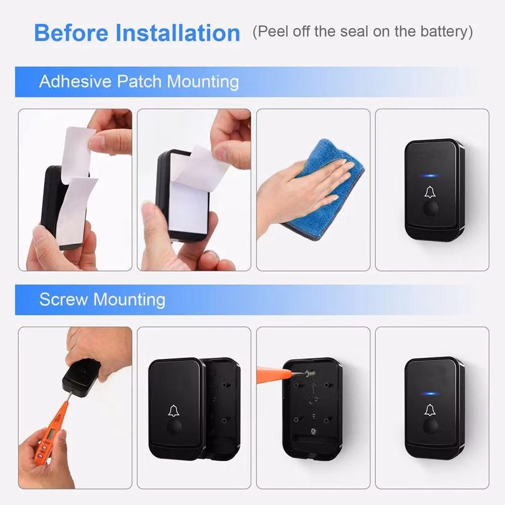 FLAVORA Wireless Waterproof Doorbell in Black – 4