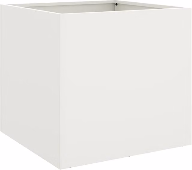 Berkfield Home Steel Planter Tub, White, W: 42 cm, D: 40 cm, H: 39 cm – 1