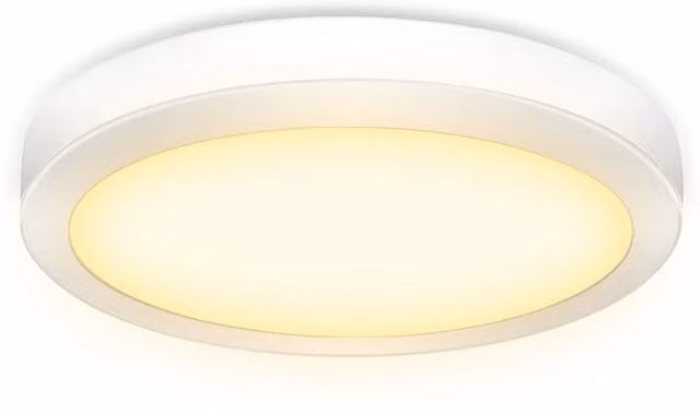 Livingandhome White Round LED Flush Ceiling Light with Warm White Glow