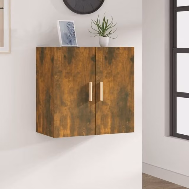 Berkfield Home Smoked Oak Wall Cabinet in Brown, W/D/H: 60 x 30 x 60 cm