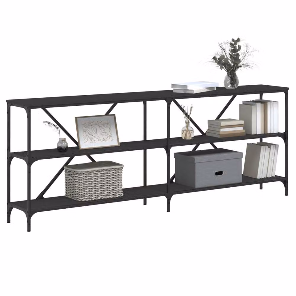 Berkfield Home Black Industrial Console Table with X-Frame Design, W/D/H: 200 x 30 x 75 cm – 3