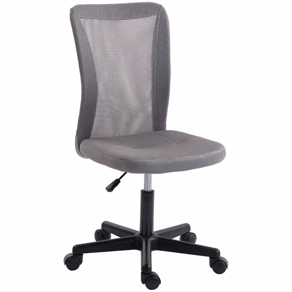 Vinsetto Grey Fabric Armless Swivel Task Chair for Home Office – 2