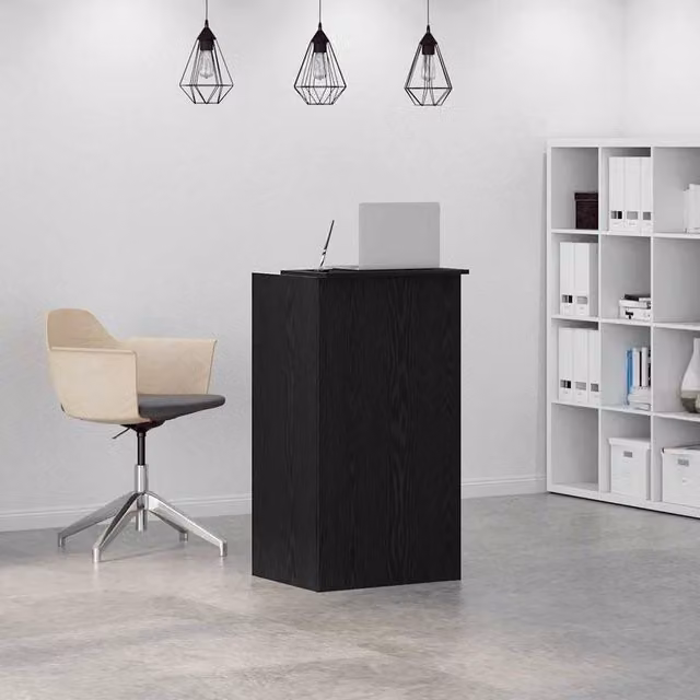 Berkfield Home Black Modern Reception Desk in Engineered Wood, W/D/H: 55 x 50 x 103.5 cm