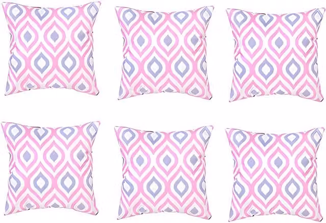 Gardenista Pink and Grey Graphic Printed Outdoor Garden Scatter Cushion, Set of 6