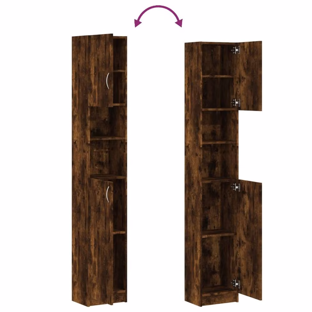 Berkfield Home Premium Bathroom Cabinet in Smoked Oak Brown, W/D/H: 32 x 25.5 x 190 cm – 4