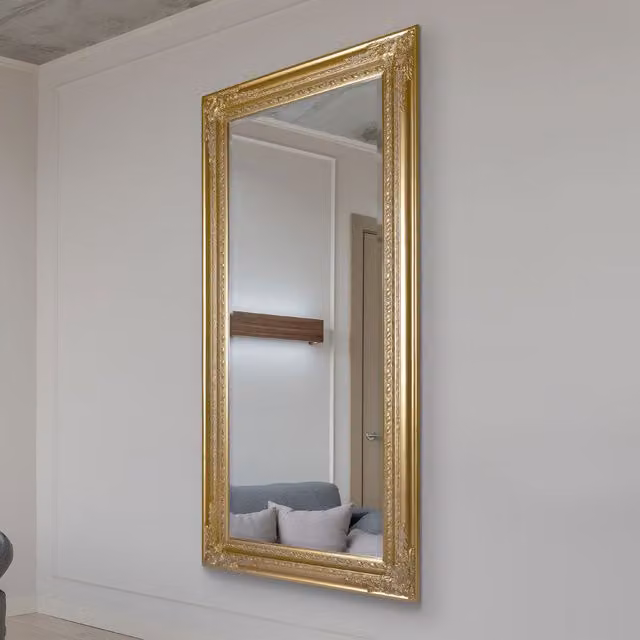 MirrorOutlet Antique Style Gold Wood Wall Mirror, H 178.0 cm x W 87.0 cm