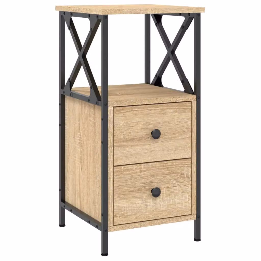 Berkfield Home Set of 2 Sonoma Oak Bedside Cabinets in Brown, W/D/H: 34 x 35.5 x 70 cm – 3