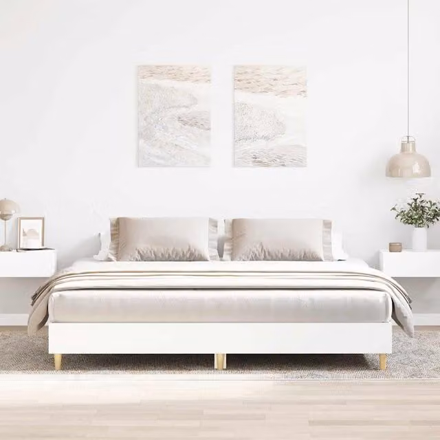 Berkfield Home White Engineered Wood Bed Frame W: 160 cm, D: 200 cm
