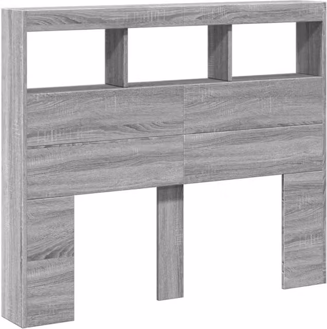 Berkfield Home Modern Headboard Cabinet with Integrated LED Lighting in Grey Sonoma, W/D/H: 120 x 17 x 102 cm – 1