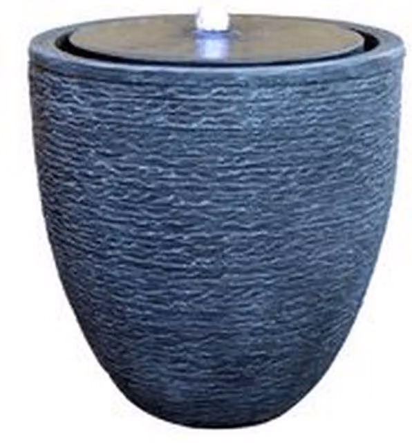 Tranquillity Water Features Avril Modern Solar Water Column in Grey Slate Effect Resin