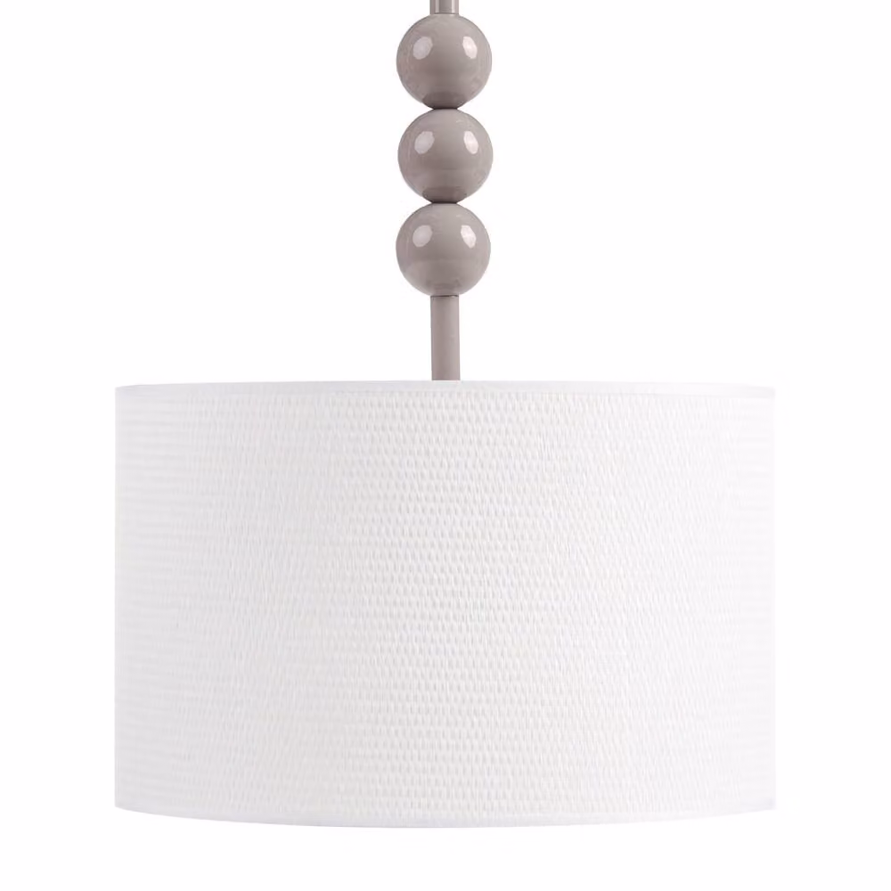 Wyld and Coco Mid-Century Modern Cylinder Pendant Lamp with Beige Fabric Shade and Metal Frame – 2