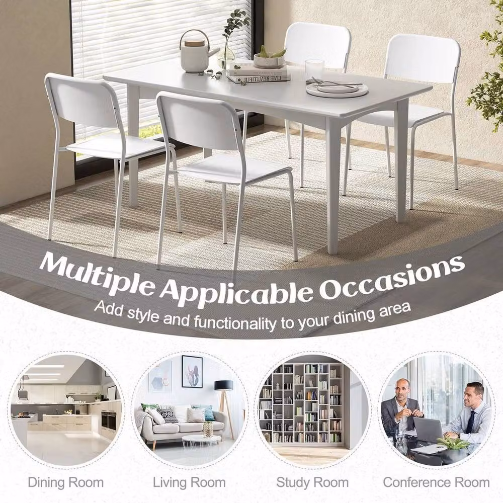 Kelvenix Modern Stackable Dining Chairs Set of 4 in Matt White – 2