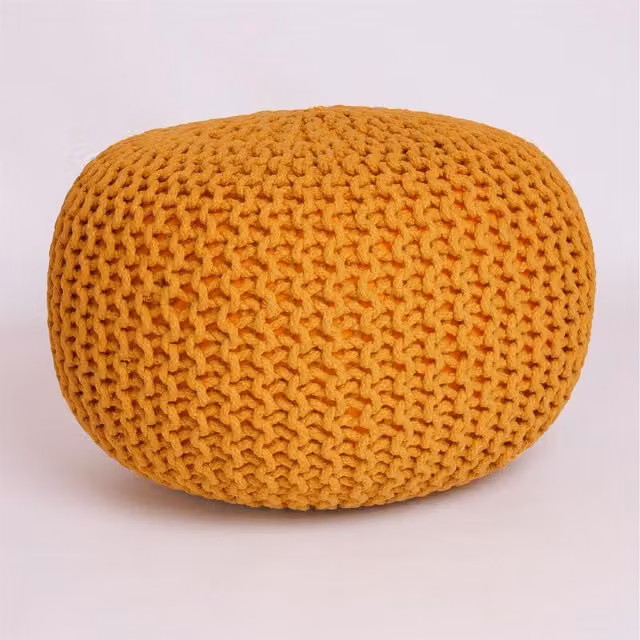 Roseley Knitted Round Pouffe - Yellow
