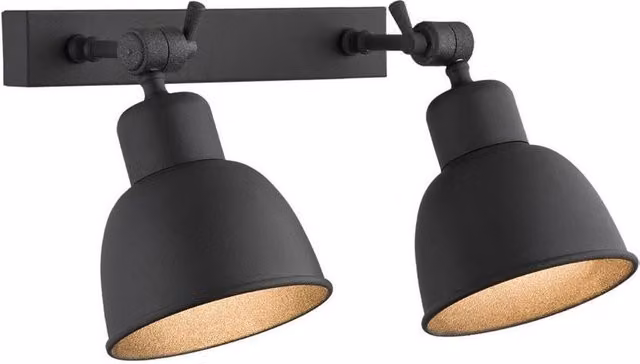 Argon Modern 2-Bulb Metal Dome Wall Light in Black – 2
