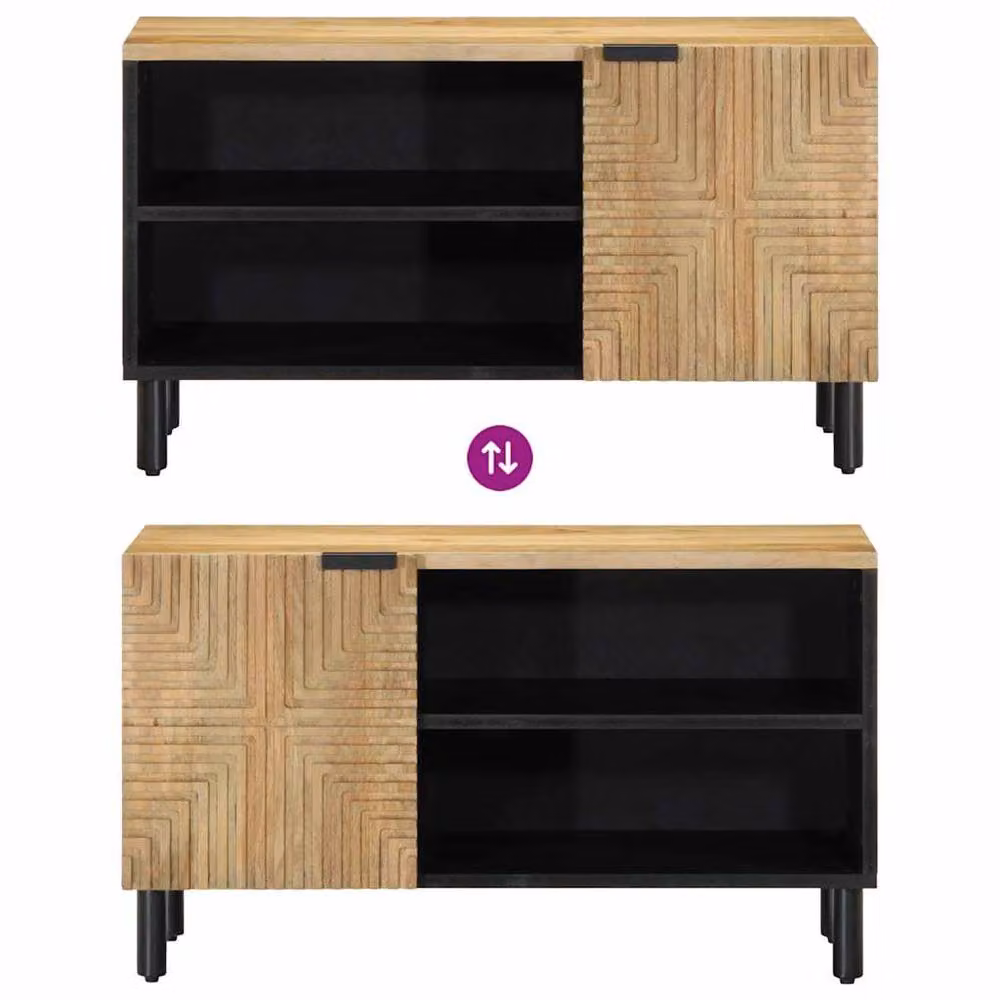 Berkfield Home Brown Mango Wood TV Cabinet W: 80 cm, D: 31.5 cm, H: 46 cm – 4