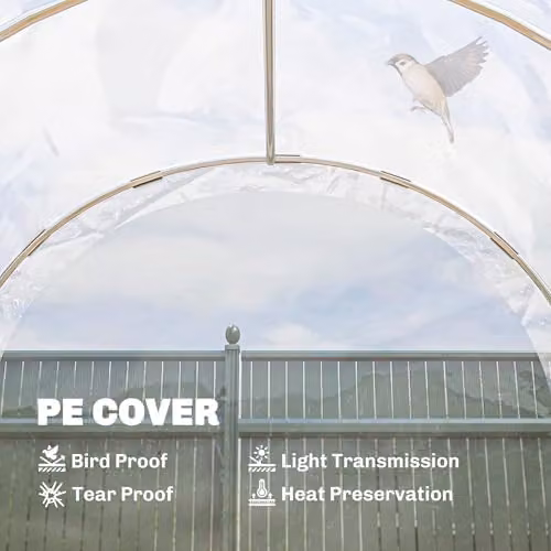 Outsunny Polytunnel Greenhouse with Hinged Door and Galvanised Steel Frame, Transparent – 2
