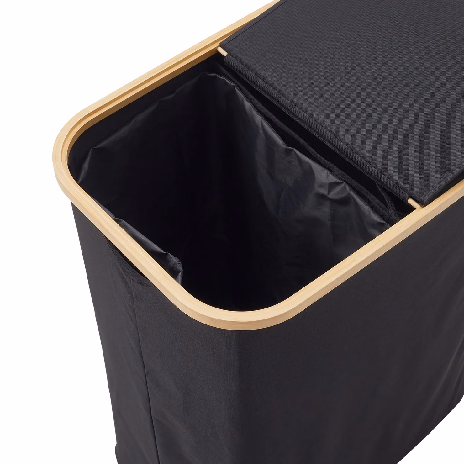 Living and Home 150L 2 Compartment Laundry Hamper with Lid and Removable Inner Bags, Black – 4
