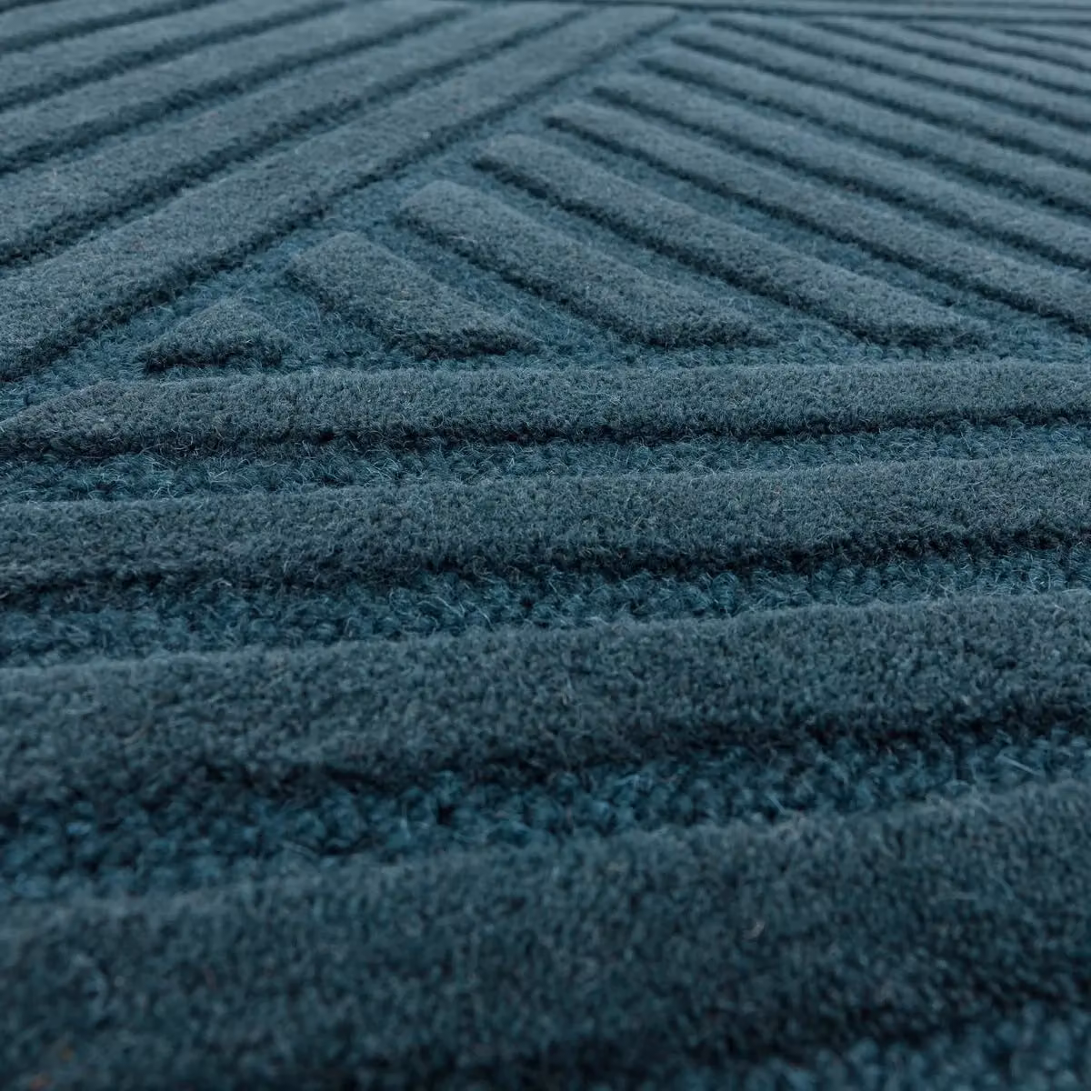 The Rug Shop UK Petrol Teal Handmade Wool Modern Geometric Easy To Clean Area Rug W: 160 cm, D: 230 cm – 2