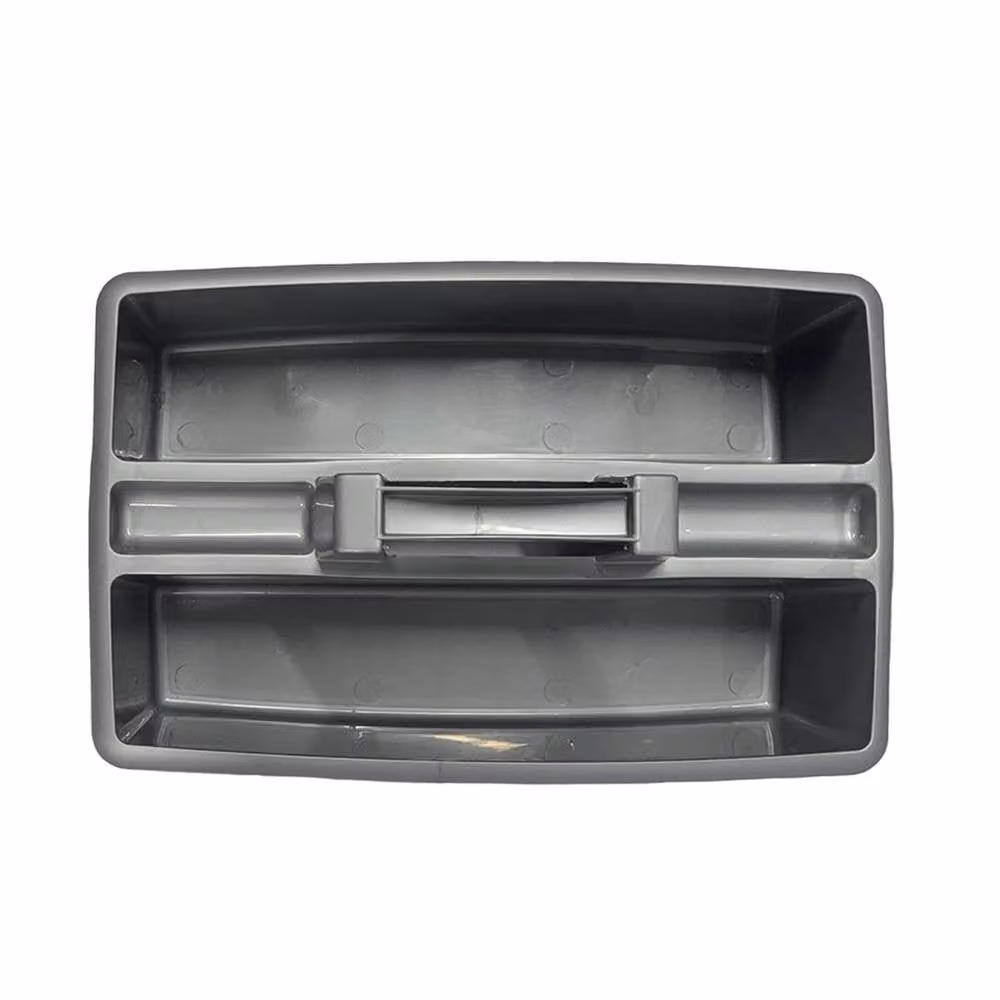 EONLION Large 2 Section Plastic Caddy with Handles, Grey and Silver, Width: 100 cm