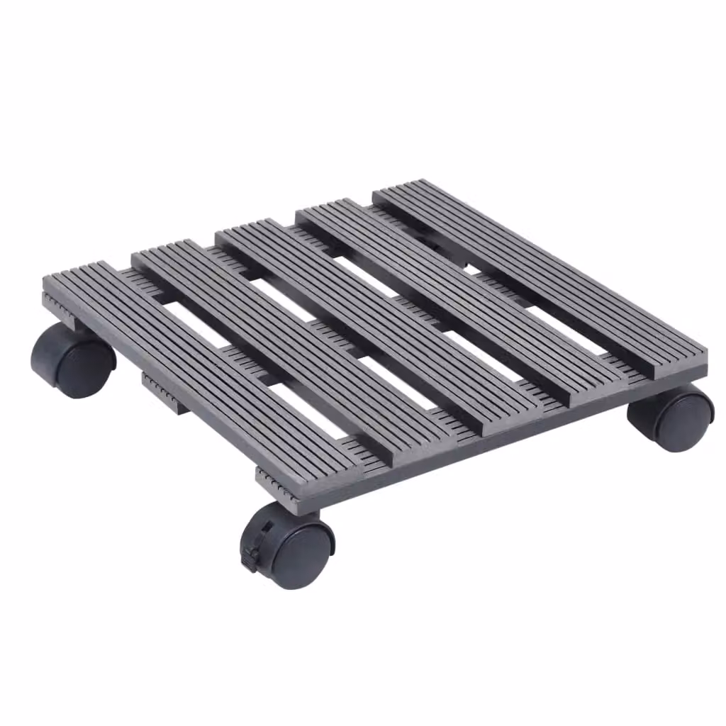 Berkfield Home WPC Plant Trolleys, 2 Pieces, Grey, W/D/H: 30 x 30 x 7.5 cm – 2