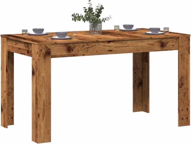 Berkfield Home Rustic Rectangular Dining Table in Brown, W/D/H: 140 x 74.5 x 76 cm