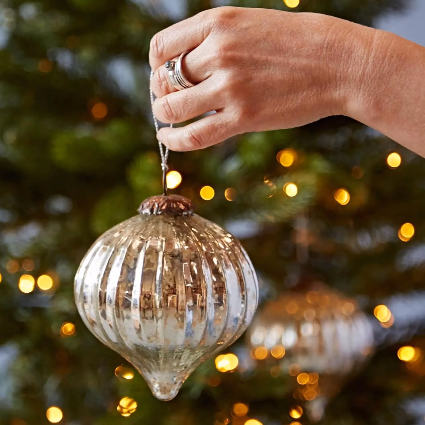 Paper High Set of 2 Large Silver Antique Effect Glass Christmas Baubles – 3