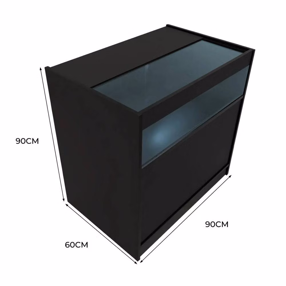 Monstershop B900 LED Retail Shop Counter with Sliding Glass Doors and Integrated Lighting, Black – 4