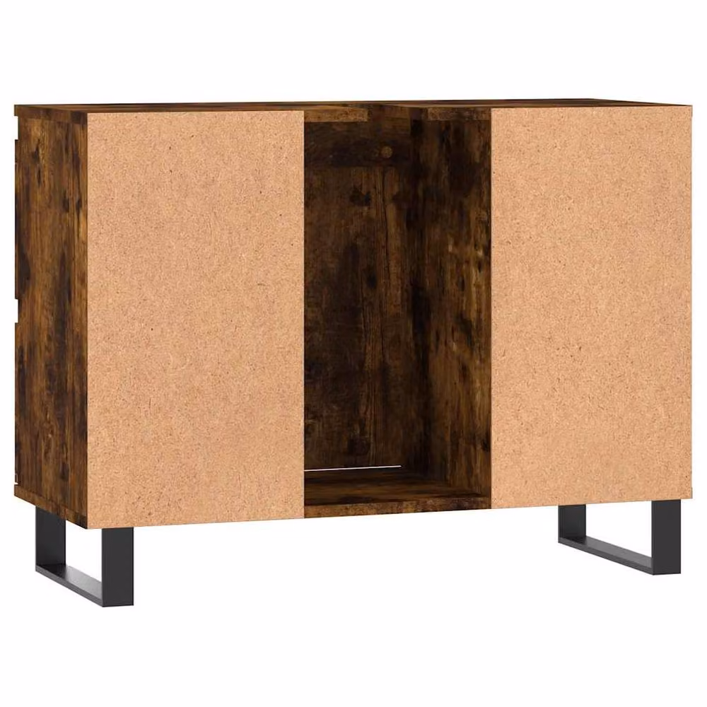 Berkfield Home Durable Smoked Oak Bathroom Cabinet in Brown, W/D/H: 80 x 33 x 60 cm – 4