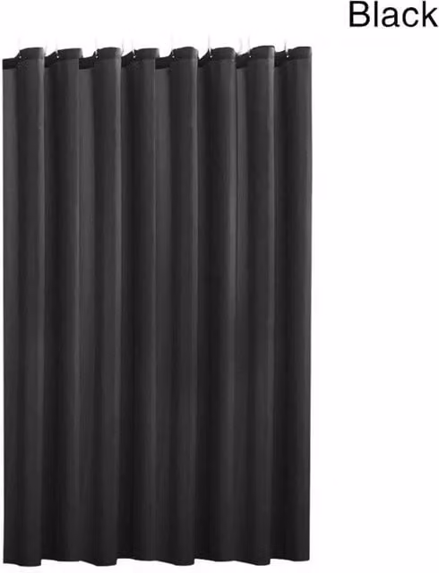 PAWNORA Black Extra Long Waterproof and Mould Resistant Polyester Fabric Shower Curtain