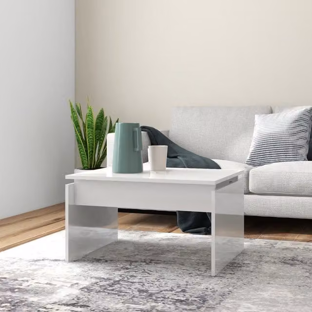 Berkfield Home Modern High Gloss White Coffee Table W: 68 cm, D: 50 cm, H: 38 cm