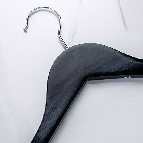 Harbour Housewares Black Wooden Coat Hangers with Swivel Hook and Trouser Bar, Pack of 20 – 3