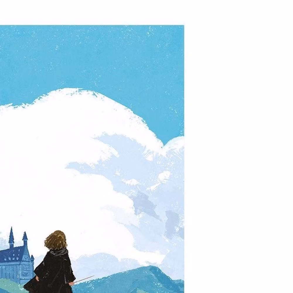 Harry Potter Hermione Illustration Paper Poster in Mid Blue – 2