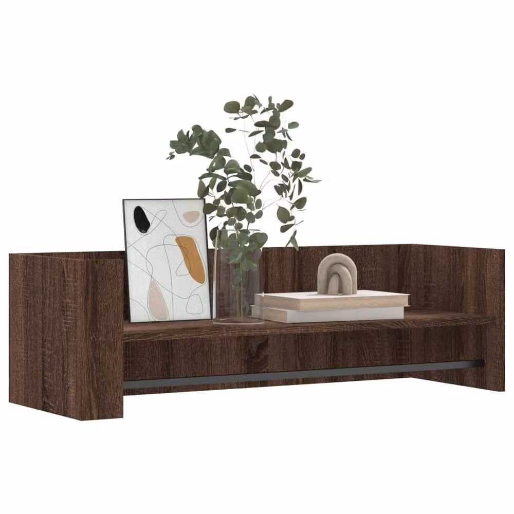 Berkfield Home Wall Mounted Oak Shelf in Brown, W: 100 cm, D: 35 cm, H: 30.5 cm – 3