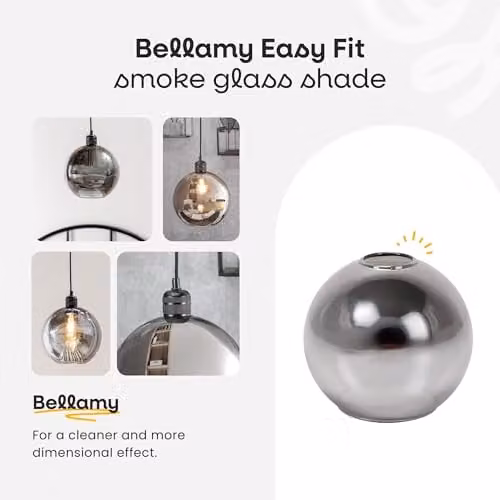 ValueLights Modern Grey Smoked Glass Sphere Ceiling Light Shade, Width: 25 cm – 2