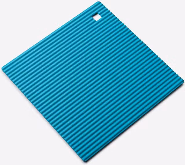 Zeal Silicone Square Non-Slip Hot Mat Trivet in Turquoise Blue, W/D/H: 18 x 18 x 1 cm – 1