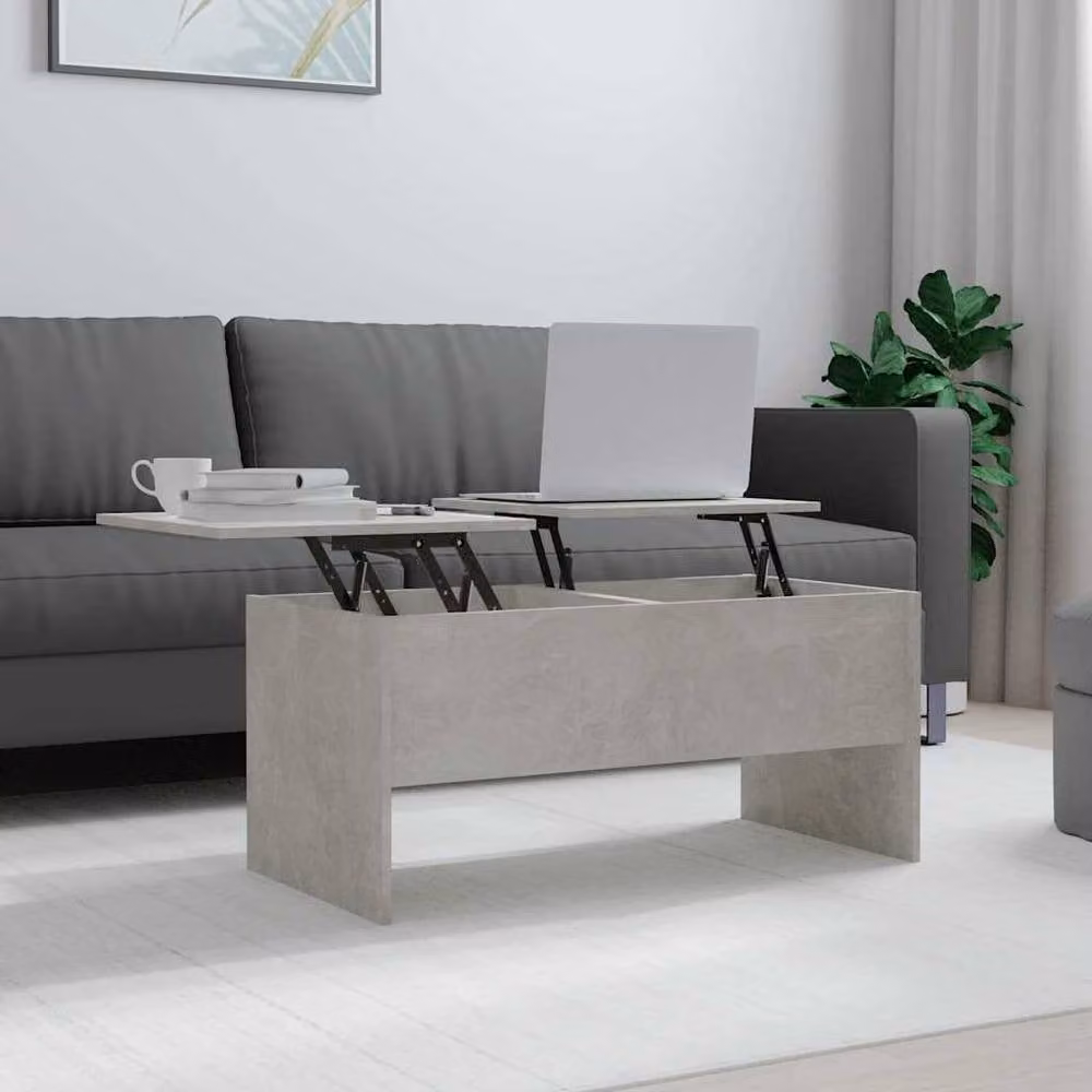 Berkfield Home Modern Rectangular Coffee Table in Grey with Lift Mechanism, W: 102 cm, D: 50.5 cm, H: 46.5 cm – 2