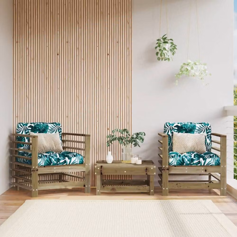 Berkfield Home Beautiful Garden Chairs with Cushions, Set of 2, Brown Impregnated Pine Wood – 2