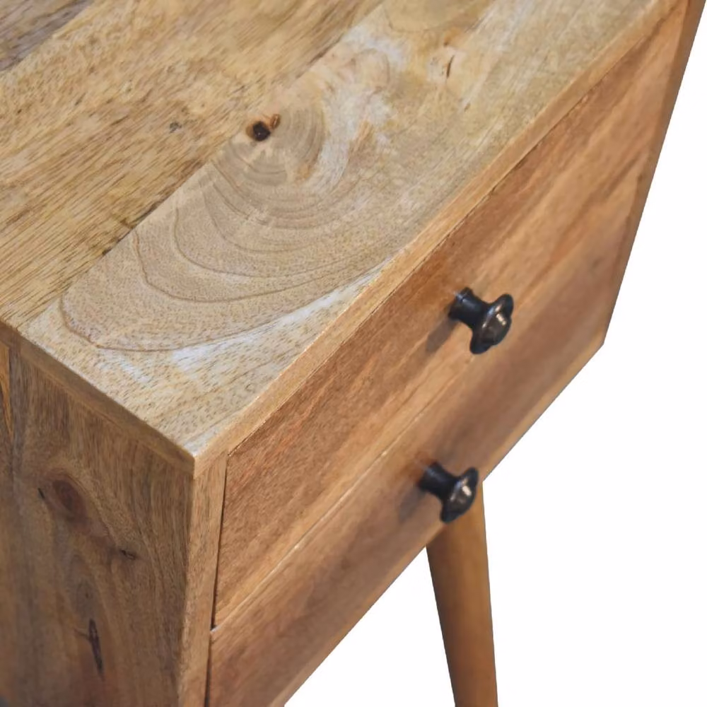 Wyld Haus Parma Small 2 Drawer Bedside Table in Brown Oak and Mango Wood – 4