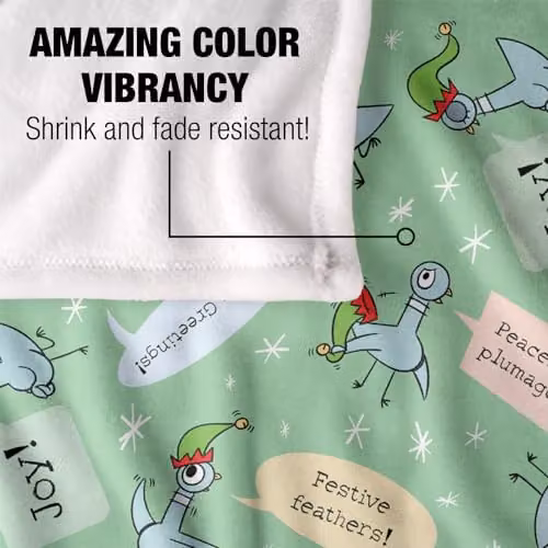 LOGOVISION Dont Let The Pigeon Drive The Sleigh Christmas Joy Pattern Super Soft Fleece Throw Blanket, Multicolour, W/D/H: 91 x 147 cm – 2