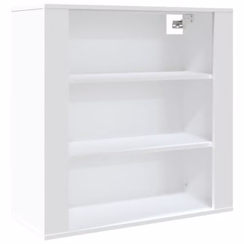 vidaXL White MDF Wall Mounted Cabinet with Hinged Doors and Open Shelf, W: 80 cm, D: 33 cm, H: 80 cm