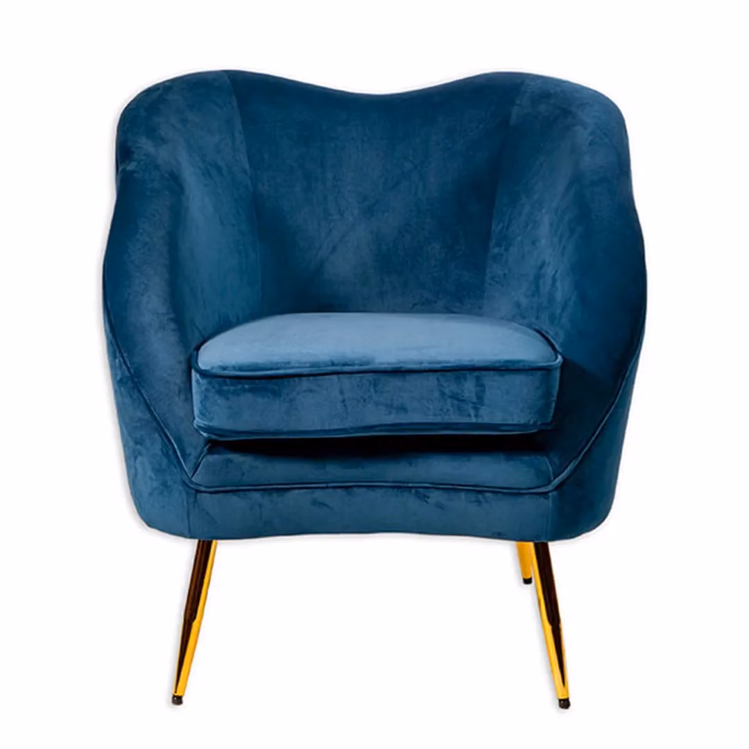 Madison & Mayfair Blue Brooklyn Velvet Tub Chair with Gold Metal Legs – 2