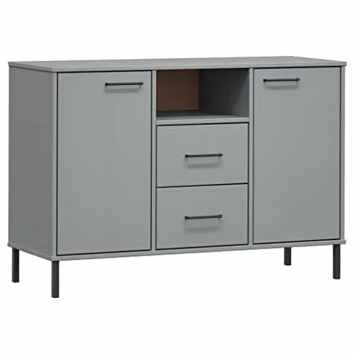 vidaXL OSLO Industrial Sideboard in Grey Solid Pine Wood with Metal Legs, W/D/H: 113 x 40 x 77 cm – 1