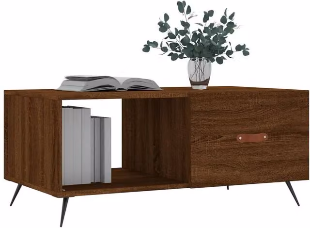 Berkfield Home Decorative Coffee Table in Brown Oak, W/D/H: 90 x 50 x 40 cm – 1