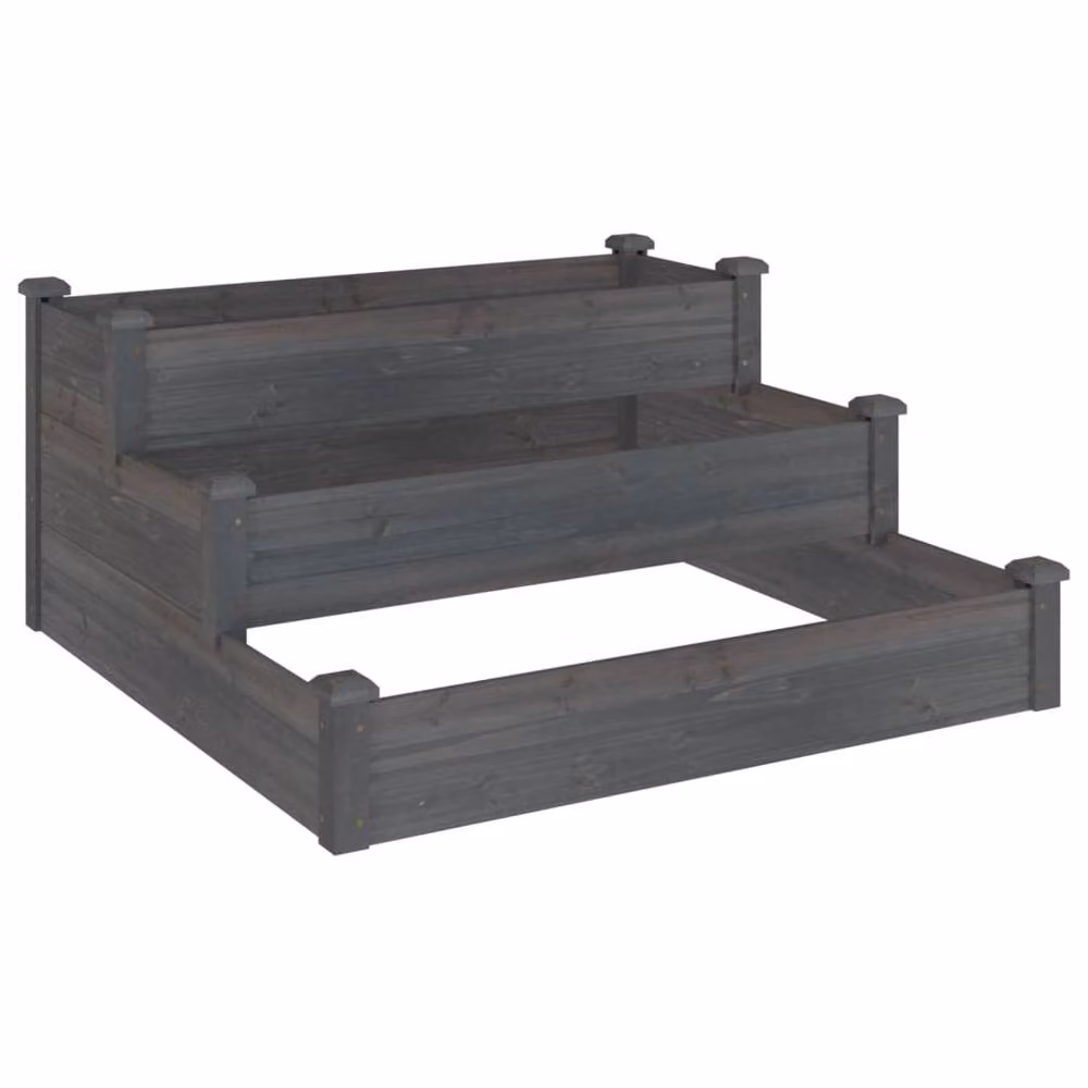 Berkfield Home Grey Wooden Raised Bed for Vegetable Gardens W/D/H: 120 x 120 x 56 cm – 3